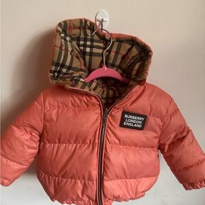 Burberry Peach Puffer Jacket Reversible